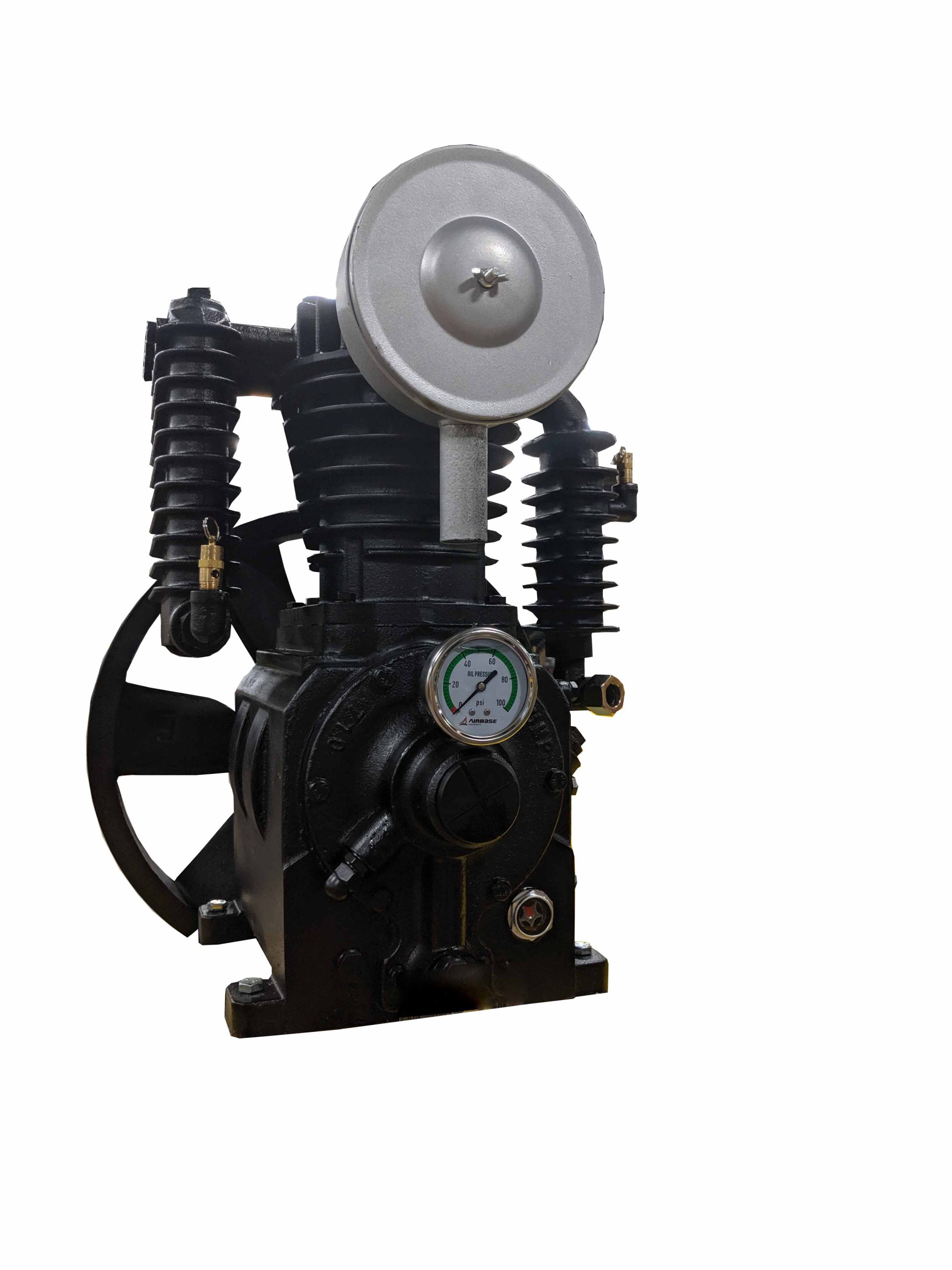 5HP Inline 24CFM Displacement 2 Stage Reciprocating Pressure Lubricated Bare Pump w/Flywheel - Image 12