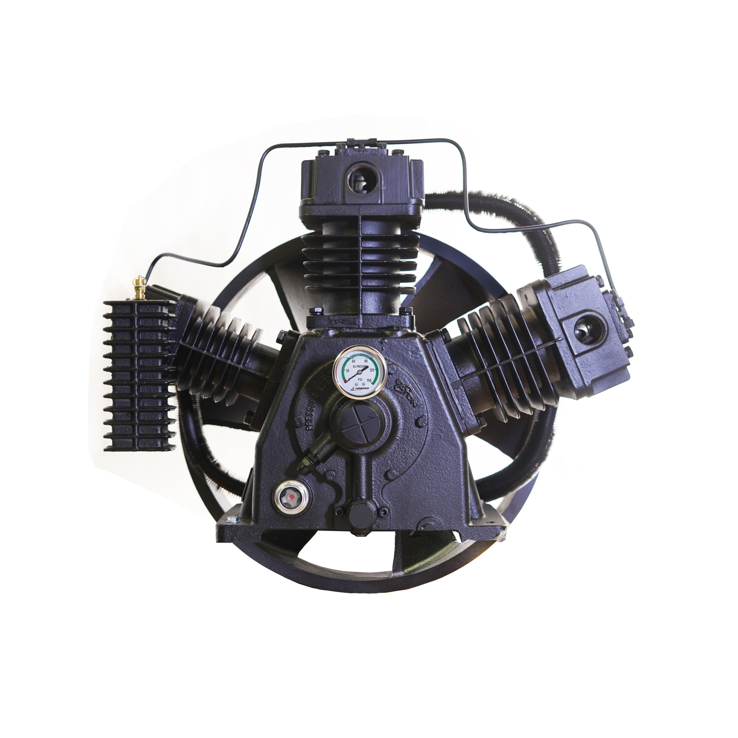 15HP 44CFM Displacement 2 Stage 3Cyl Pressure Lubricated Bare Pump w/Flywheel - Image 2