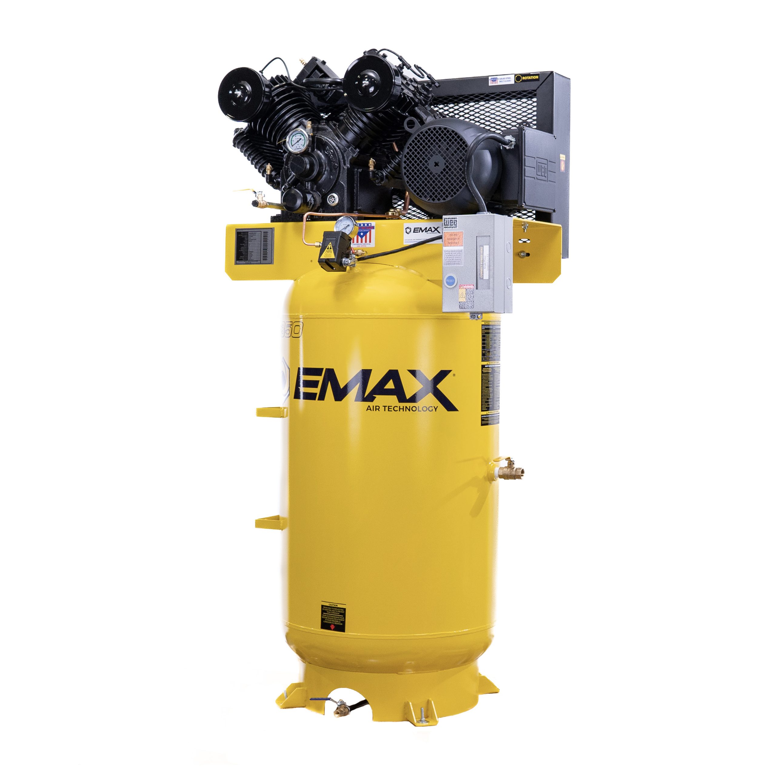 EMAX Industrial 10HP 38CFM 1-Phase 80 gal. Vertical Industrial Electric Air Compressor-w/Pressure Lube Pump,w/Isolator Pads - Image 2