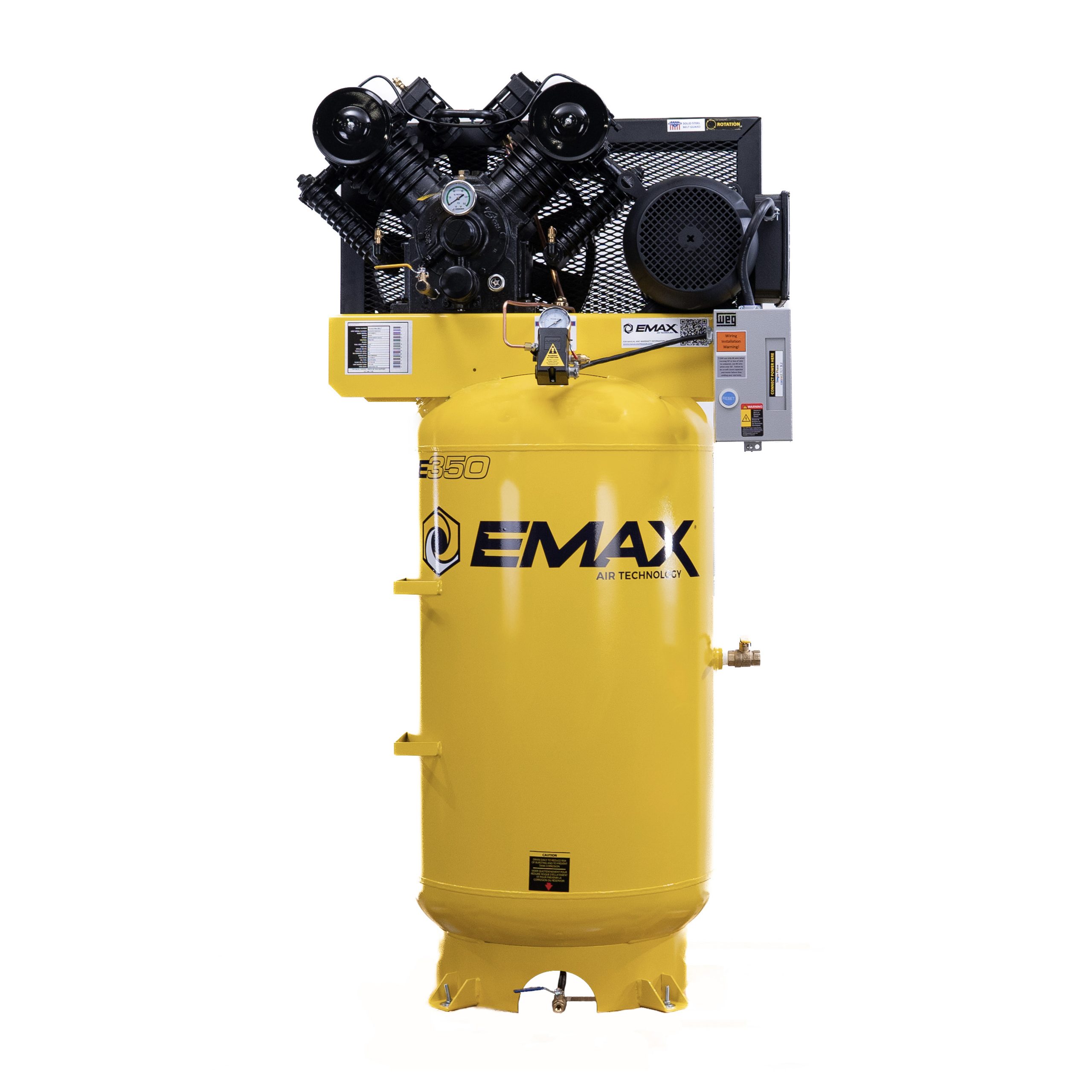 EMAX Industrial 10HP 38CFM 1-Phase 80 gal. Vertical Industrial Electric Air Compressor-w/Pressure Lube Pump,w/Isolator Pads - Image 6