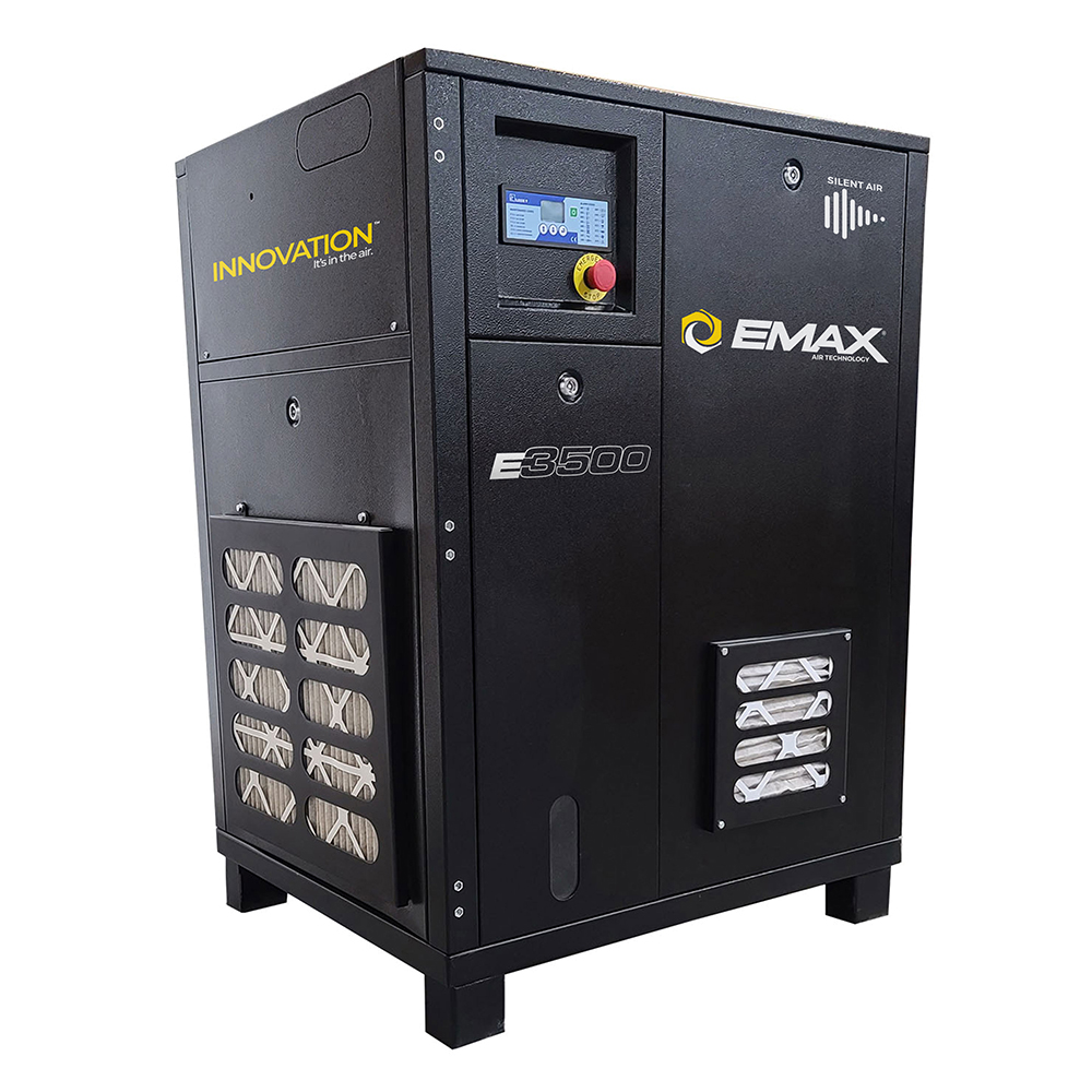 EMAX 15HP 3PH 208V 56CFM Fixed Speed Industrial Rotary Screw Compressor-Cabinet Only -60,000 HR pump life