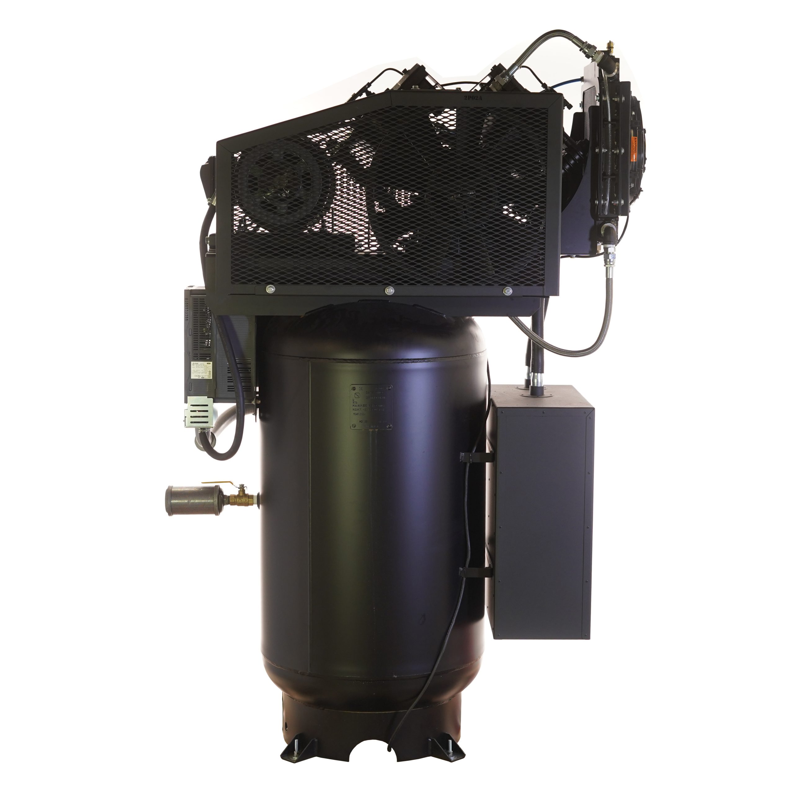 EMAX Hydro SMART AIR® Silent Air 10HP 38CFM 3 Phase 208 Volt 2-Stage 80 Gal. Air Compressor-W/ Pressure Lube Pump , Isolator Pads, Belt Tensioner, Continuous Run, Auto Drain, Water cooled pump, Radiator, Smart PLC, low Oil Shutdown, 100% Duty Cycle,With WIFI Connection - Image 5